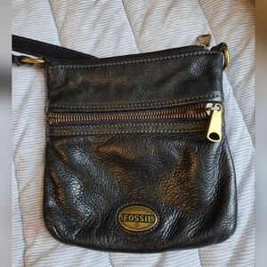 Fossil Black Leather Crossbody Bag